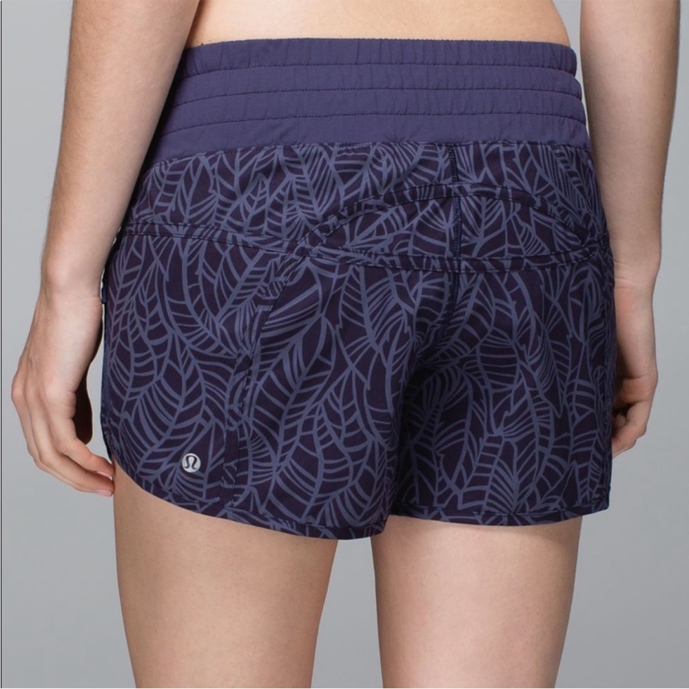 lululemon athletica Navy Leaf-Print Athletic Shorts